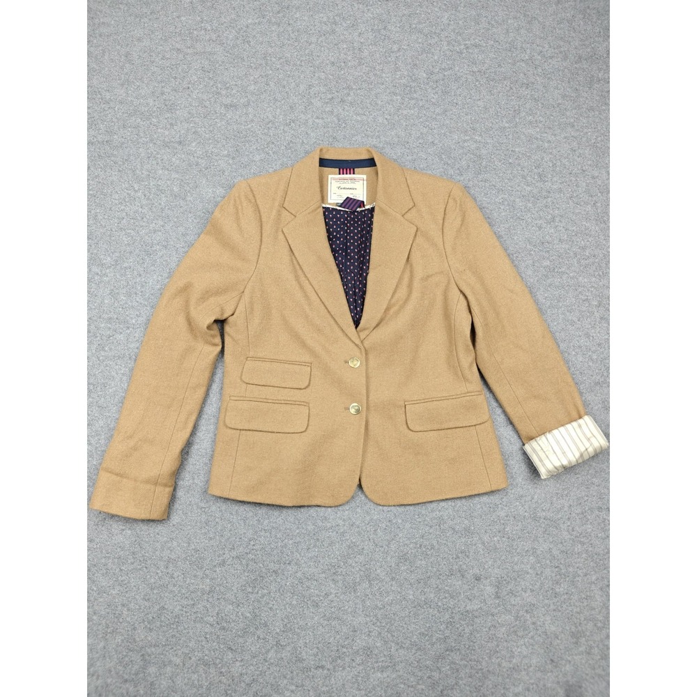 Cartonnier Blazer Womens 12 Beige Wool Blend Single Breasted Lined Pockets